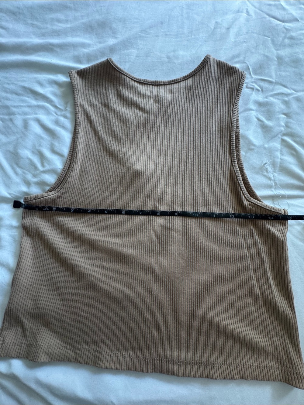 American Eagle Asymmetric Cutout Ribbed Tank Top - Tan - Picture 3 of 4